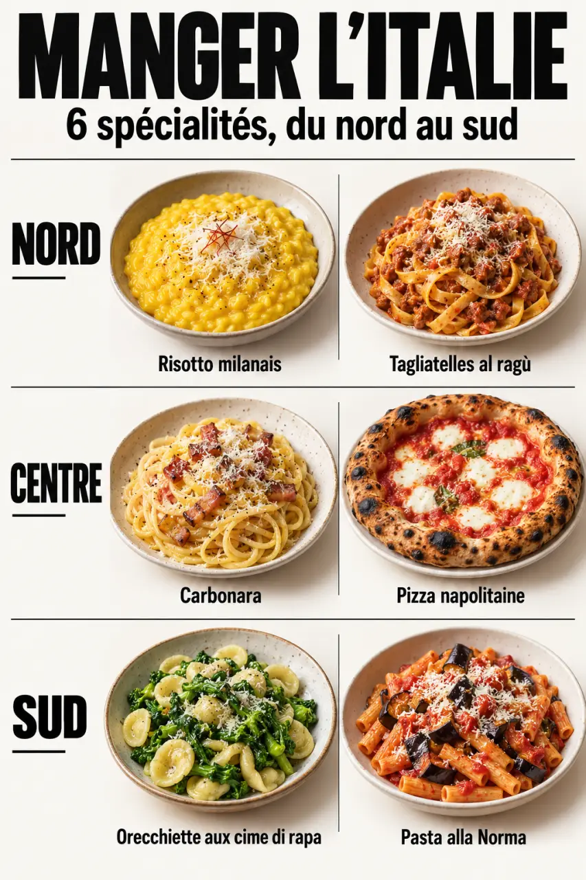 Manger Italie : infographie des spécialités culinaires par région et par ville