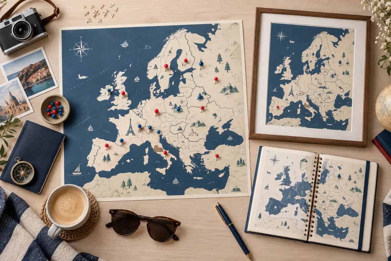 Carte voyage Europe : épingles, affiche ou carnet, choisissez selon votre usage