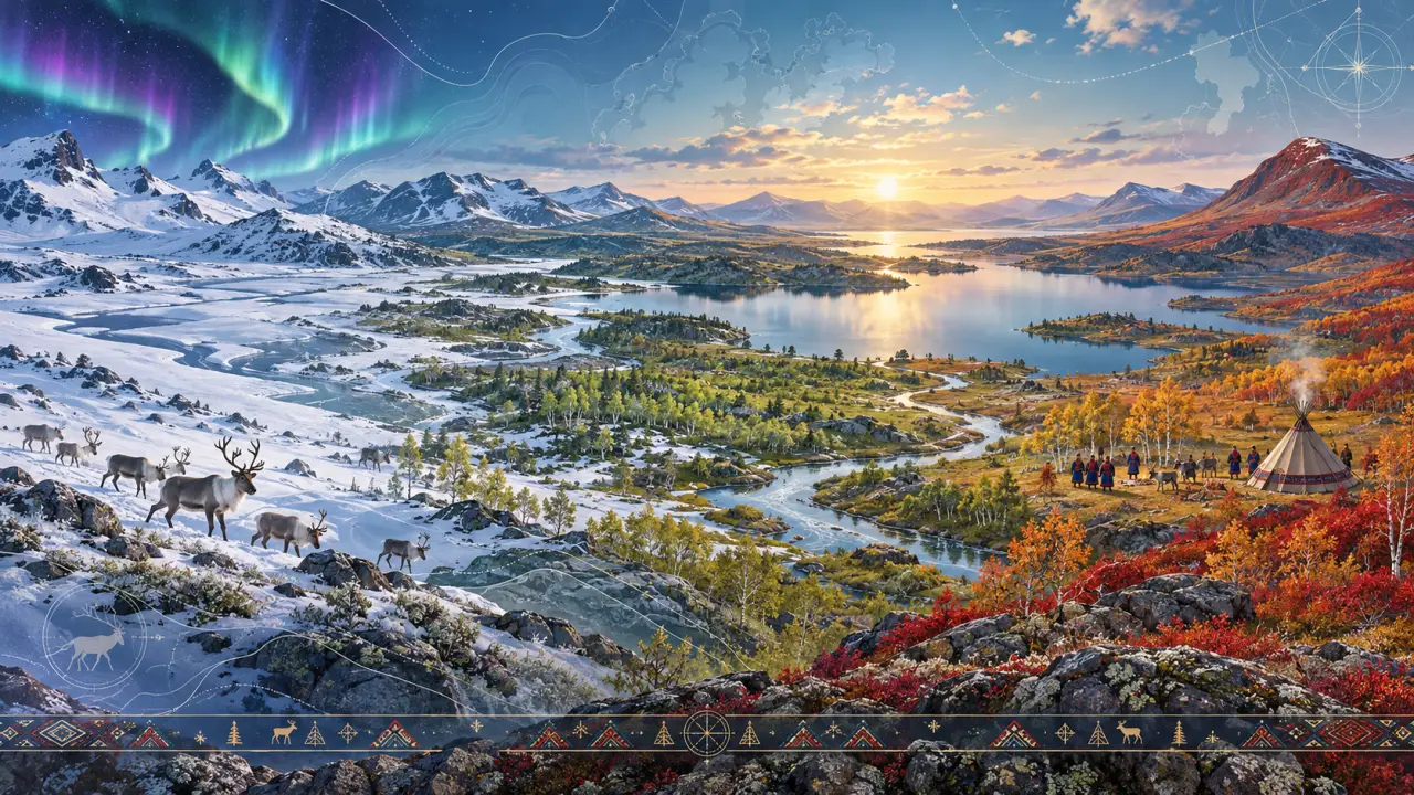 Paysage nordique du territoire sami sous une lumière de saison