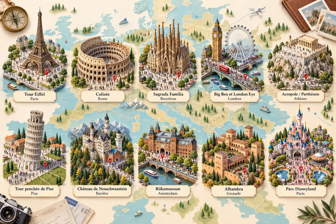 Les 10 attractions touristiques les plus populaires d’Europe, entre patrimoine, loisirs et forte affluence