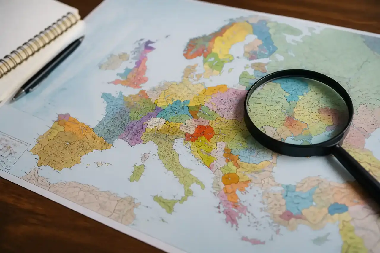 Carte artistique de l'Europe mettant en valeur la diversité ethnographique