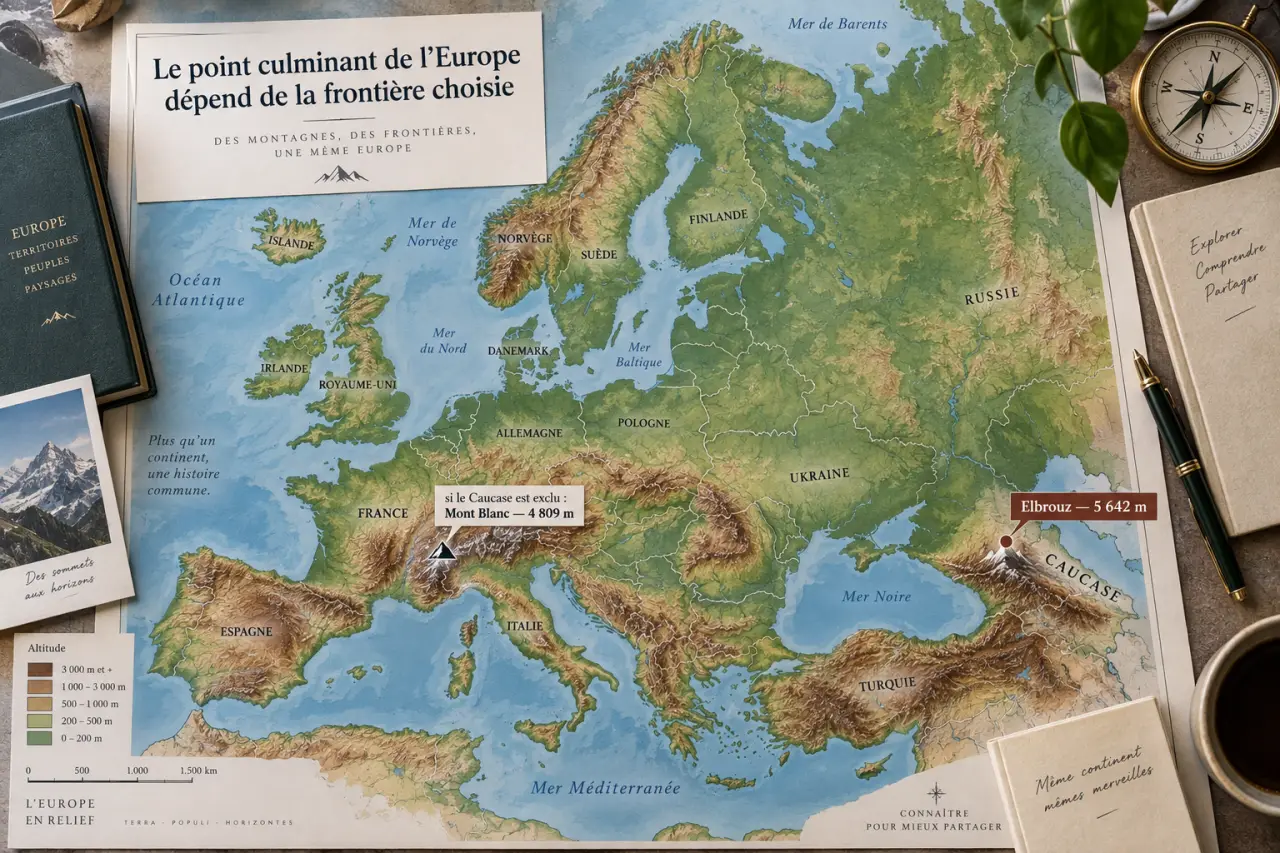 Le point culminant de l’Europe est l’Elbrouz, sauf si le Caucase est exclu