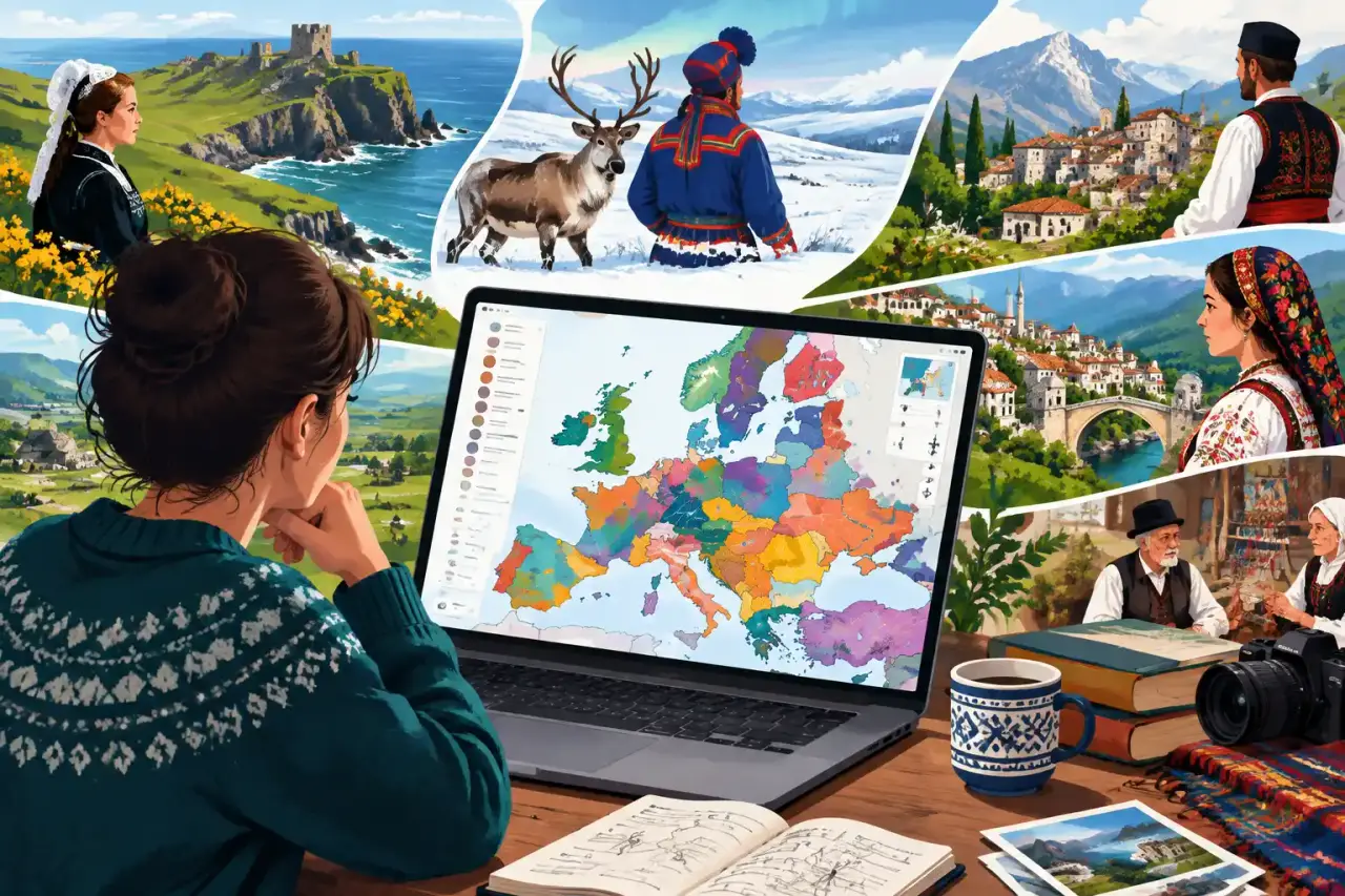 Carte illustrée de la diversité ethnolinguistique de l’Europe