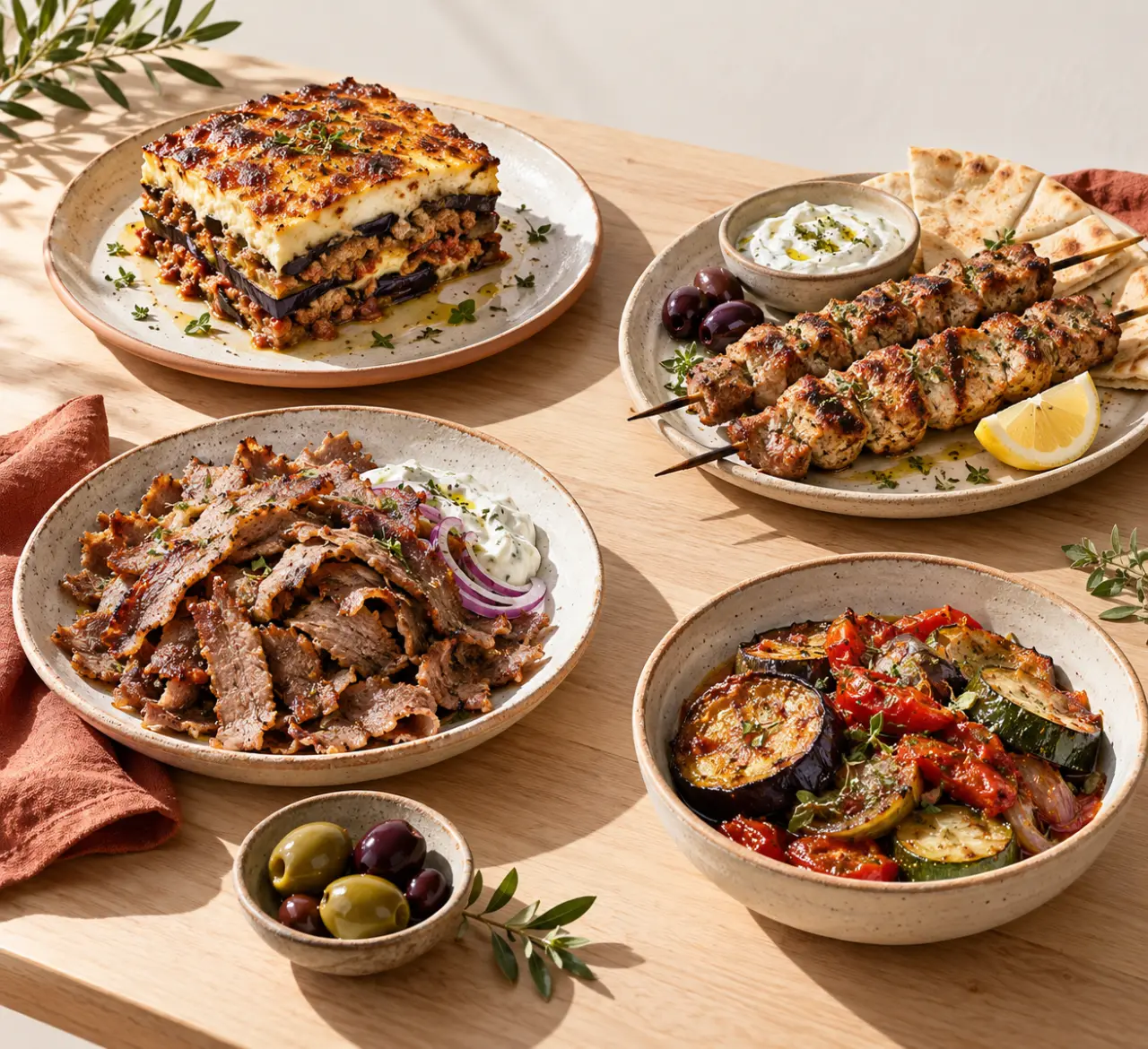 Moussaka, souvlaki, gyros et briam parmi les plats traditionnels grecs