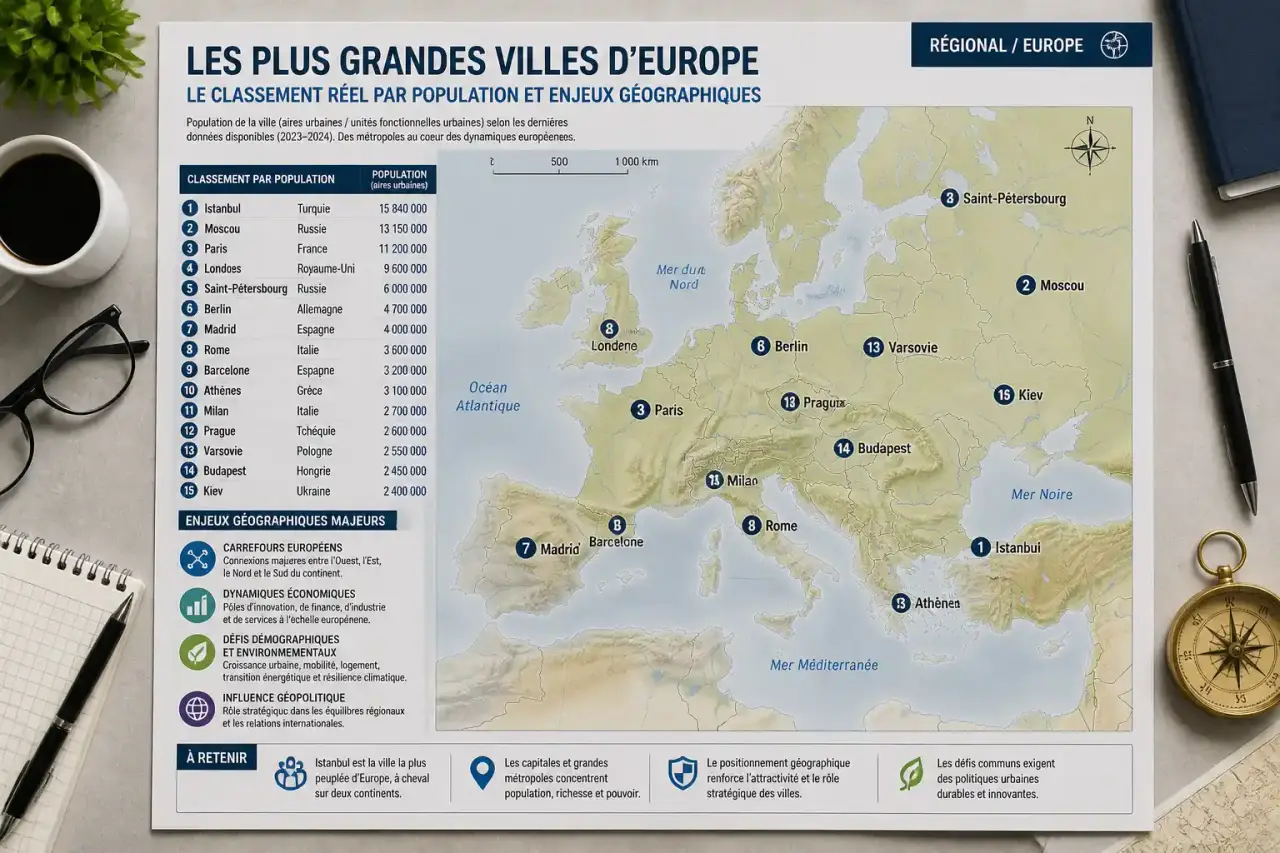 Plus grandes villes d’Europe : le classement réel par population et enjeux géographiques